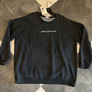 NWT - Jadelynn Brooke Black Sweatshirt - Peace Joy & Love